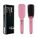 Hair Straightener Brush, YANX Anti-Static Ceramic Hair Straightening Brush 2-in-1 Electric Heating Anion Hair Brush with a Travel Bag (Pink)