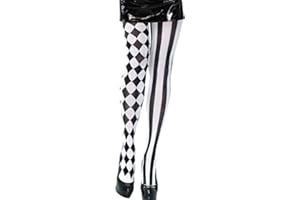 PARTYPACKAGE LTD Harlequin Tights Black/White Lingerie for Clown Circus Jester Fancy Dress Lingerie