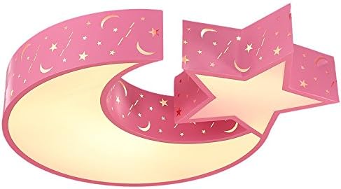 Damlonby Children's room ceiling light welcoming boys and girls on the stars lighting LED Ceiling lamp bedroom lamp study lamp ,L60*W50*H10CM, pink three-position dimmer 32W