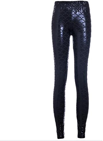 Vivid Fish Scales Leggings Soft and Comfortable Material for Women Black XL