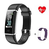 ABOX Fitness Armbänder, mit Pulsmesser und Schlaf Monitor, 14-Sport-Modi und eingebautes GPS, IP68 Wasserdicht (Schrittzähler, Kalorienzähler, Schwimmen-Armband mit zusätzlichem Ersatzband)