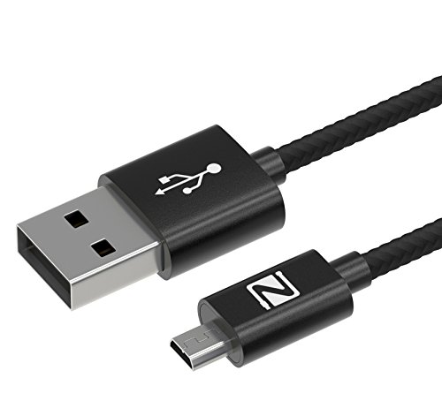 Micro USB Kabel 2M Nylon – Zonso geflochtenes Samsung Ladekabel / Ladekabel Samsung / Autoladekabel – Lebenslange Garantie – Ladekabel und Datenkabel für Android Smartphones, Samsung Galaxy, HTC, Huawei, Sony, Nexus, Nokia, Kindle und mehr – 2M Schwarz - 2