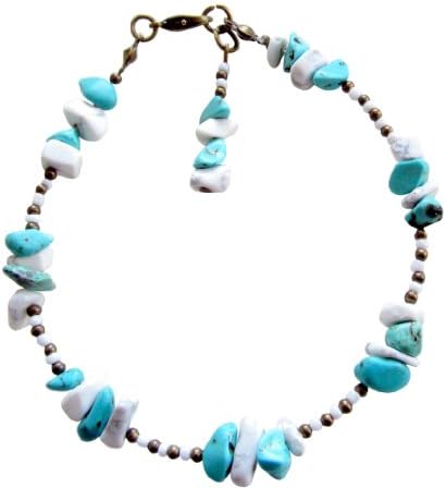 ~ CHEYENNE ~ HANDCRAFTED TURQUOISE GEMSTONE ANKLE CHAIN ANKLET ANKLE BRACELET 9” 23CM (11.5 IN)