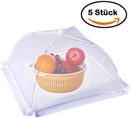 SMAGREHO Large Pop-Up Mesh Screen Food Cover Umbrella Tents- Keeps Out Flies,Bugs,Mosquitos Reusable and Collapsible - Set of 5