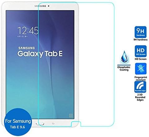 Galaxy Tab E 9.6" Inch (SM-T560/ SM-T565) Screen Protector Scratch Resist 9H Hardness Tempered Glass Film Crystal Clear No-Bubble Installation Gaurd Cover