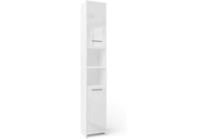 Vicco Bathroom cabinet Kiko, White High Gloss, 30 x 190 cm
