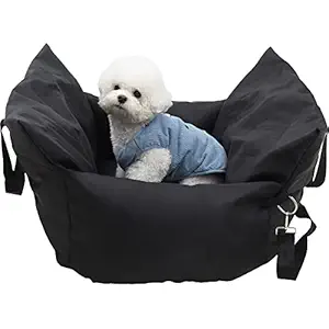 ANWA Comfortable Dog Car Seats for Small and Medium Dogs, Waterproof and Puppy Car Seat with Clip-On Safety Leash, Portable Small Dog Car Seat with Storage Pocket