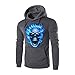 Produktbild Binggong Herren Shirt Männer Hoodie Herbst Winter Einfarbig Mode Freizeit Schädel Drucken Mit Kapuze Kapuzenpulli Lange Ärmel Sweatshirt T-Shirt Top