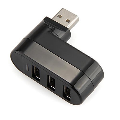 USB Hub 2.0 Ports 3 180 Grad Drehung Mini Rotate-Teiler-Adapter für PC Laptop Schwarz - 3
