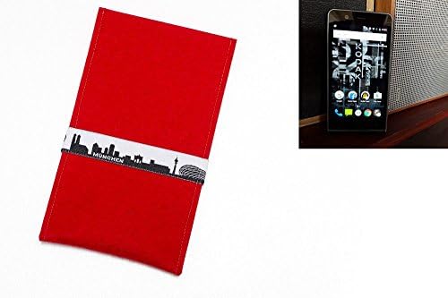 flat.design Handy Tasche "München" für Kodak Ektra - passgenaue Filztasche aus 100% WollFilz (rot) - made in Germany Smartphone Case im Slim fit Design für Kodak Ektra