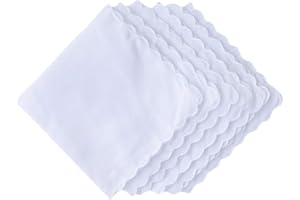 JIHUOO 6 Pcs White Soft Cotton Handkerchiefs - Girls' Wedding Handkerchiefs