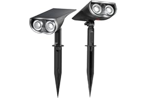 Linkind 800 Lumen Solar Lights Outdoor Garden, 22-LED Owl-Like Solar Spotlights, 3 Brightness 2-Way Installations, IP65 Waterproof Dusk-to-Dawn Auto On/Off for Pathway, Patio, Yard, 6500K, 2 Pack