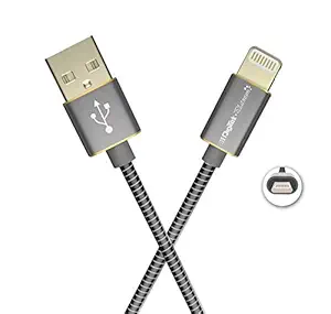 Digitek Platinum Metal Braided Rapid Charge & Data Sync USB Cable for iPhone, iPad