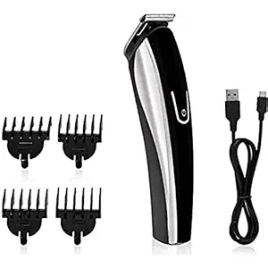 Poorak Silver Collection Runtime : 60 min Cordless USB Trimmer for Men (Black, Silver)