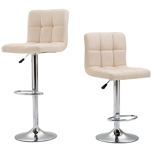 Barhocker Doppelpack höhenverstellbar Jalano Tresenhocker mit Griff 2er Set Barstuhl mit Lehne in verschiedenen Farben Hocker 360° drehbar (Beige)