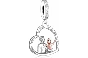 MON & SONS Always My Daughter Forever My Friend Love Heart Charm Bead Pendant 925 Sterling Silver Dangle Compatible With Pandora Charm Bracelet