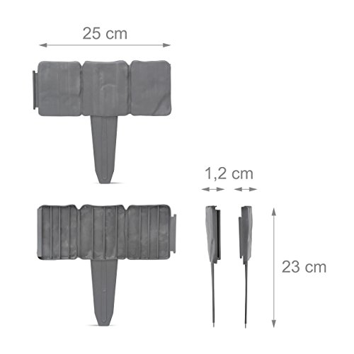 100 x Rasenkante aus Kunststoff im Set, 25 m, Fexible Beeteinfassung, Stein-Optik, Beetumrandung als Stecksystem, grau - 2