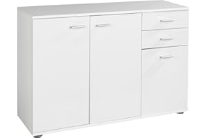 Home4You Kommode mit 3 Türen und 2 Schubladen - Weiß matt - 106 cm breit - Sideboard Mehrzweckschrank
