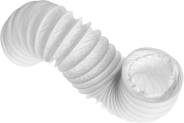 EUROPLAST 100mm Flexibel Luftkanal för Köksfläkt, Luftkonditionering, Fläkt, Torktumlare - 1m Avgasslang - Ventilationskanal - PVC