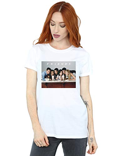 Absolute Cult Friends Femme Group Photo Milkshakes Petit Ami Fit T-Shirt Blanc Small