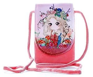 HC Toys LLP | Princesses Soft Cute Cartoon Printed Canvas Material Sling Bags for Girls Kids Casual Purse | Multicolor (Red)