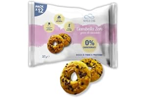 NUVOLAZERO Nuvola Zero - Ciambella Zero, Snack Proteici Senza Zucchero, Dolci Senza Glutine e Lattosio, Zero Carboidrati, Con Gocce di Cioccolato, Confezione da 12pz. Made in Italy.