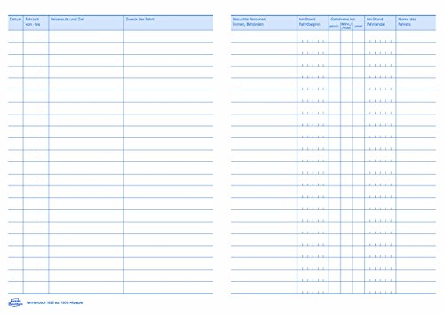 Avery Zweckform 1222 Fahrtenbuch(für PKW, A5, Recycling, 32 Blatt) weiß - 2