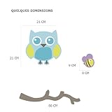 JUJU & COMPAGNIE – Eulen auf dem Ast – Bunte – Heule Aufkleber- Wandstickers – Full Set von Kinder Wandaufkleber – Babyzimmer Wandtattoos – Maße 40 x 120 cm - 4