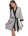 Produktbild Aibrou Damen Klassischer Dünner Morgenmantel Sommer Modal Glatter Flauschiger Bademantel mit Gürtel Kimono Grau XXL