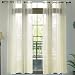 Produktbild WELLYOUNG Grau Blatt Bestickt Voile Vorhänge mit Ösen Sheer Gardinen Schal Fensterschal Dekoschal 290 cm x 140 cm, 2er - Set,Beige