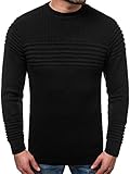 Weiches Gewebe OZONEE Herren Pullover Strickpullover Arbeitspullover Sweater Winterpullover Sweatshirt 777/551SW SCHWARZ L
