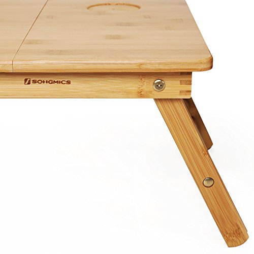 Songmics Neu Laptoptisch Betttisch Notebooktisch Notebook Lese Tisch aus Bambus mit Kühler 55 x 35 cm LLD003 - 8