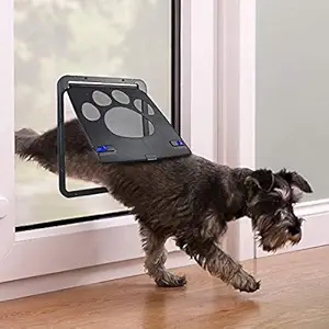 LESTP Pet Dog Cat Screen Door, Pet Screen Door Protector for Sliding Door, Automatic Lock/Lockable?Sliding Screen Dog Door with Magnetic Flap for Exterior Doors (Large)