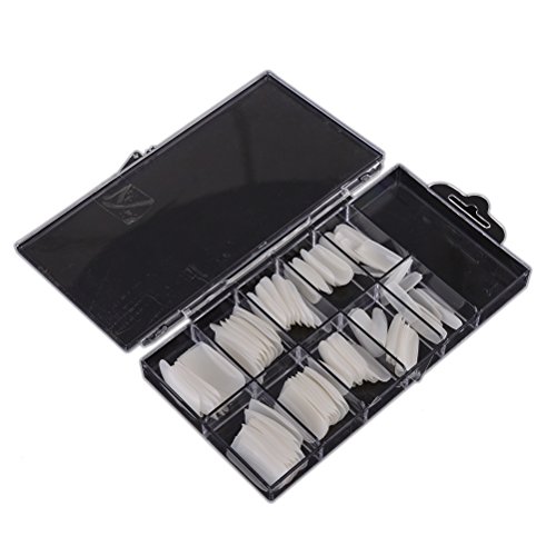 Velishy(TM) 100Pcs Natural White And Clear Acrylic Fake Nail Art Fingernail With Box