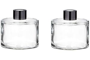 HAPPYUPCITY 2 tarros difusores de cristal redondos vacíos de 50 ml, difusores de aromaterapia, jarrón, dispensador de aroma de repuesto para bricolaje, juegos de difusor de varillas de repuesto, proyectos de