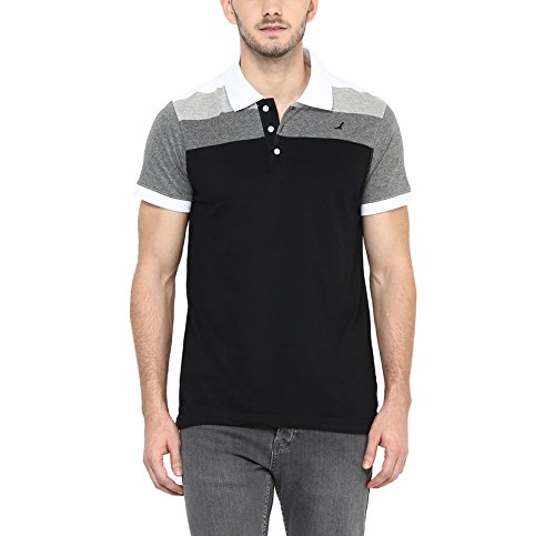 American Crew Men's Polo Collar White, Grey, Anthra Melange & Black Stripes T-Shirt - XXL (AC564-XXL)