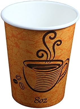 50 8oz Disposable Insulated Paper Designed Coffee &amp; Tea Hot Cups + FREE Stirrers (8oz)