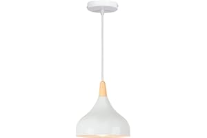 WOTTES Lampade a Sospensione Industriale Vintage in Metallo Con Attacco E27 e Paralume in Alluminio per Soggiorno, Cucina, Sala da Pranzo, Camera da Letto. (bianco)