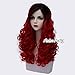 CosplayMIX 14 Colors Mixed Colors 60cm Lolita Cosplay Heat Resistant Women Curly Wig+ Cap (Color Red Mix Black)