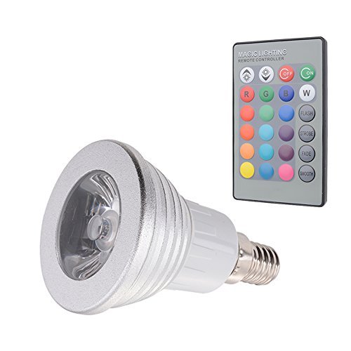 Sunix® 3W E14 RGB LED Lampe multicolor Glühbirne / Glühlampe mit Ferbedienung, Farbwechsel 16 Farben Auswahl, LED Leuchtmittel, LED Birnen - 8