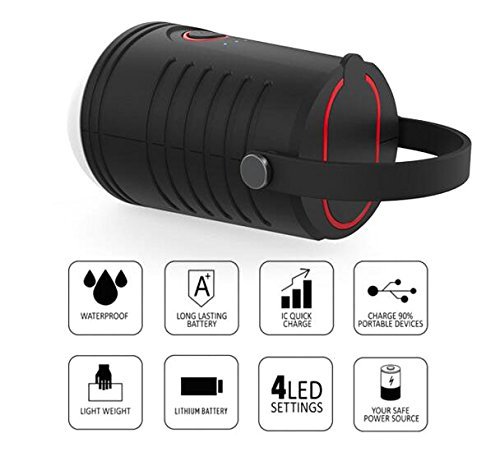 Wolfyok 2-in-1 LED Camping Laterne & Energien bank, 4 Licht-Modi USB Output, 100 Stunden dauerhafte Beleuchtung tragbare Camping Lampe, 5200 mAh LED Wiederaufladbare IP65 wasserdichte Notfall Laterne für Wandern, Camping, Notfall, Nachtlicht - 5