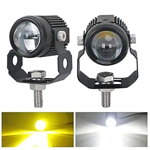 Wangsales Universal Car Suv Bike LED Light Headlight Bulb High Power| Motorcycle Fog Lamps Mini Driving Lights | Mirror Spot Beam Indicators Pods All Parts Accessories Indicators Modified 2 inches (White/Yellow)