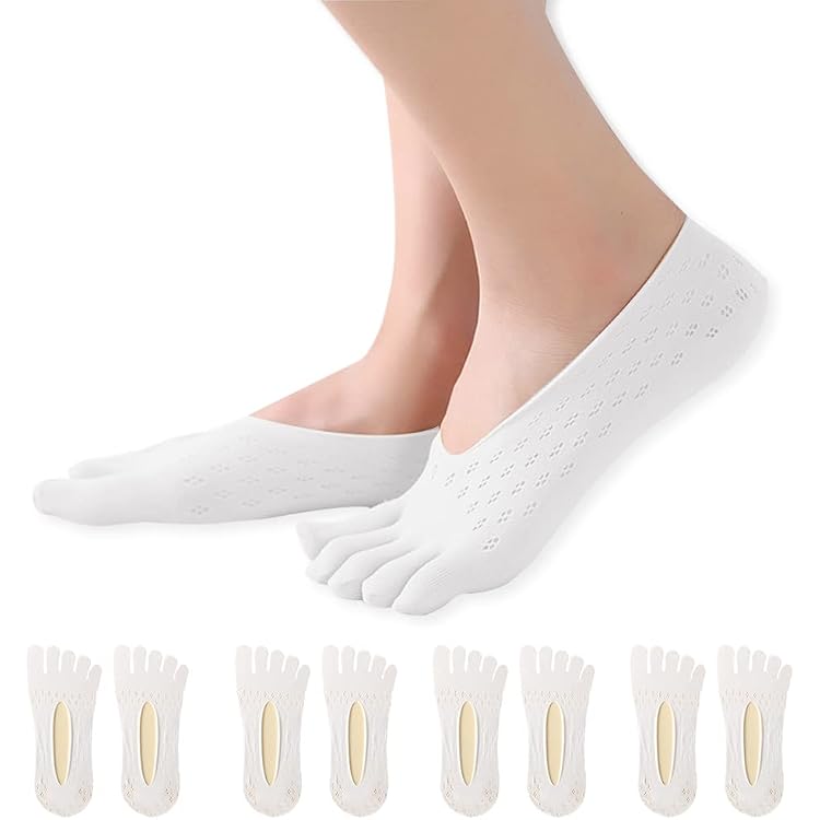 UILYNIU Lot De 6 Paires Chaussettes à Orteils Invisibles Femme - Chaussettes Bateau Compression Antidérapantes