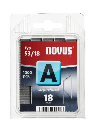 Novus A 53 Feindrahtklammern "superhart" mit 18 mm Länge, Klarsichtverpackung mit 1000 Tackerklammern vom Typ 53/18 superhart , Heftmittel aus Stahldraht höchster Festigkeit zur Befestigung, 042-0360