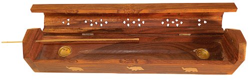 Räucherstäbchenhalter mit Rauchverteiler aus Sheeshamholz 30 cm - 6