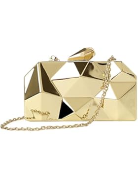 KAMIERFA Damen Unberechenbar Metallic Hartschalenkoffer Unterarmtaschen Clutch mit Kette