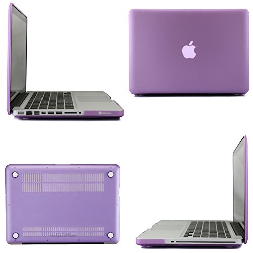 i-Buy Matte Gummierte Harte Schutzhülle Hülle für Apple Macbook Pro 13.3 Zoll mit DVD-Treiber + Schutzfolie + Silikon Tastaturschutz + Anti-Staub-Stecker – Lila - 3