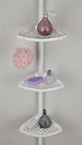 Teleskop Duschregal Badregal Eckregal Bad weiss mit 4 Ablagen N02 höhenverstellbar 135cm – 260cm lang - 2