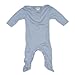 Engel Baby Footie Pajamas With Buttons - 70 % Virgin Wool and 30% Silk - 0-2 months (Height 18-22) (50/56) -Blue