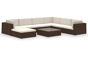 vidaXL Gartenmöbel 8-TLG. mit Auflagen Sitzgruppe Lounge Rattanmöbel Set Sitzgarnitur Sofa Gartensofa Sofagarnitur Tisch Poly Rattan